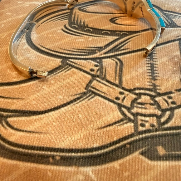 Taxco Vintage Turquoise and Silver cuff Bracelet - Picture 11 of 12